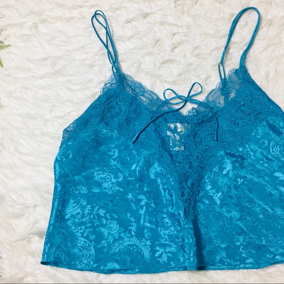 Victoria’s Secret Cami Tank Top Nightgown Lace turquoiseFloral Size Large - Picture 8 of 13